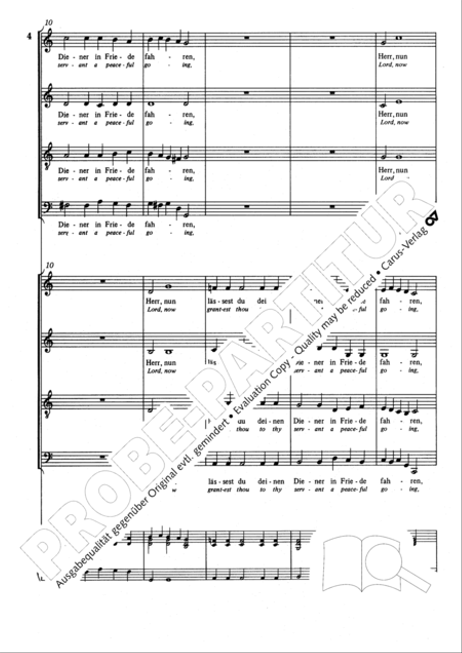 Lord, now lettest thou thy servant depart (Herr, nun lassest du deinen Diener) 4-Part scores gallery preview page 5
