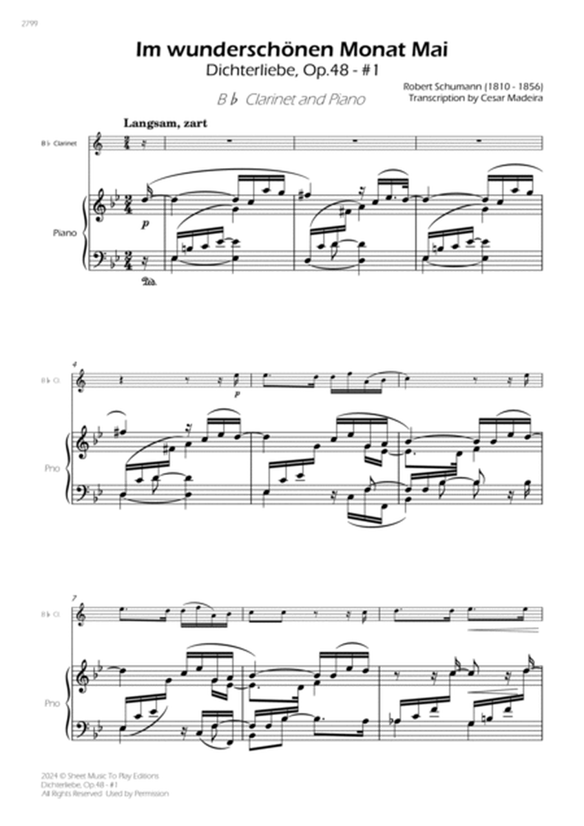 Dichterliebe, Op.48 No.1 - Bb Clarinet and Piano (Full Score and Parts) image number null