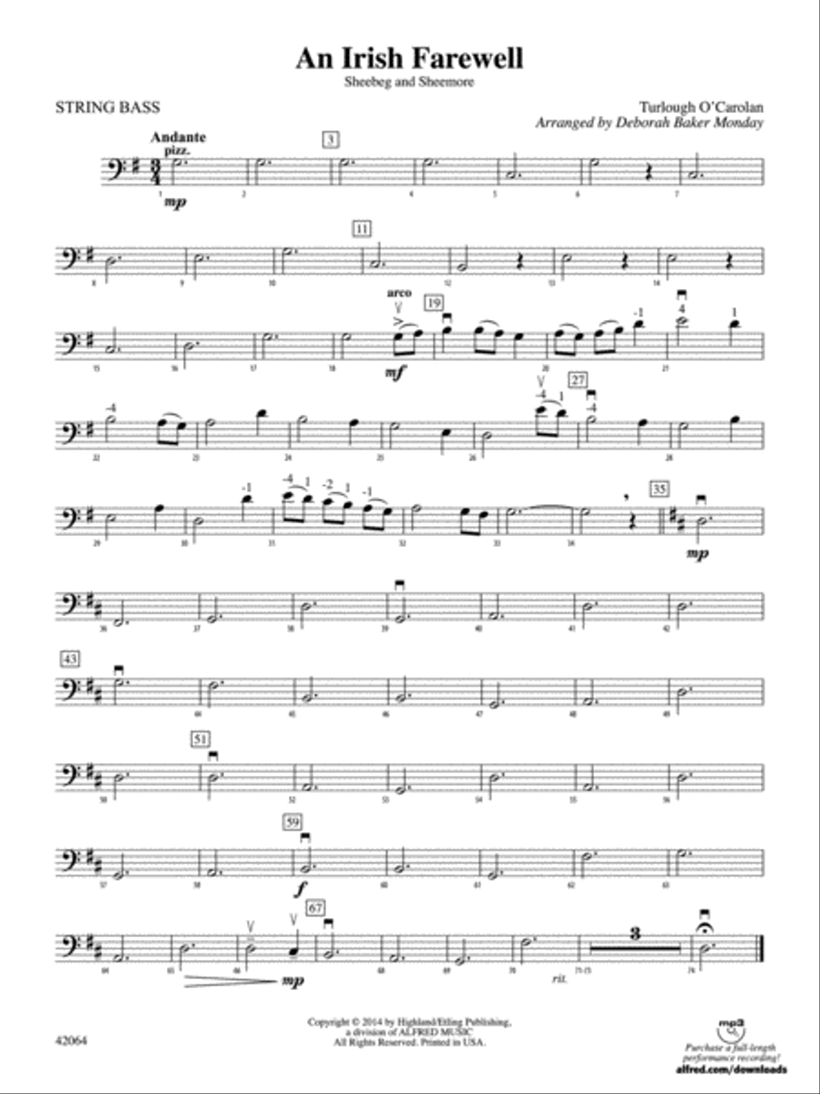 An Irish Farewell: String Bass String Orchestra scores gallery preview page 1