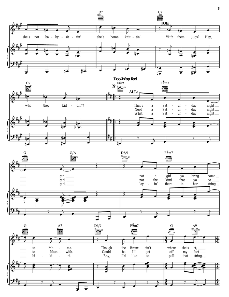 Saturday Night Girl Piano, Vocal, Guitar scores gallery preview page 3