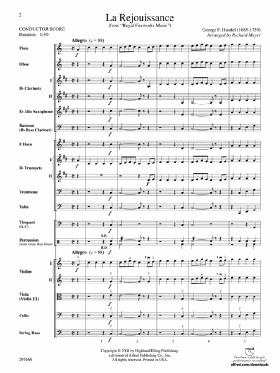 La Rejouissance (from Royal Fireworks Music) (score only) Full Orchestra scores gallery preview page 2