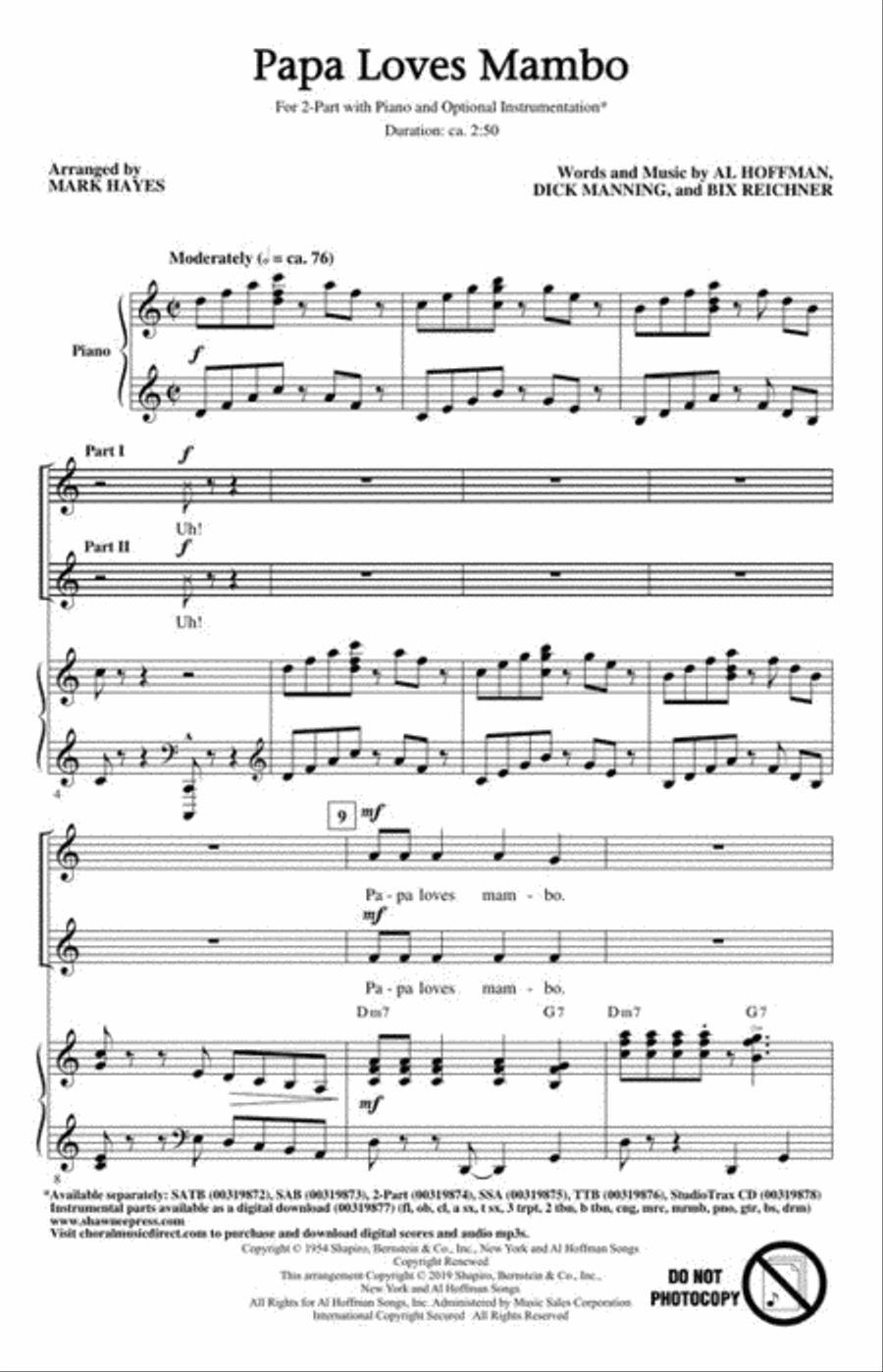 Papa Loves Mambo 2-Part scores gallery preview page 3