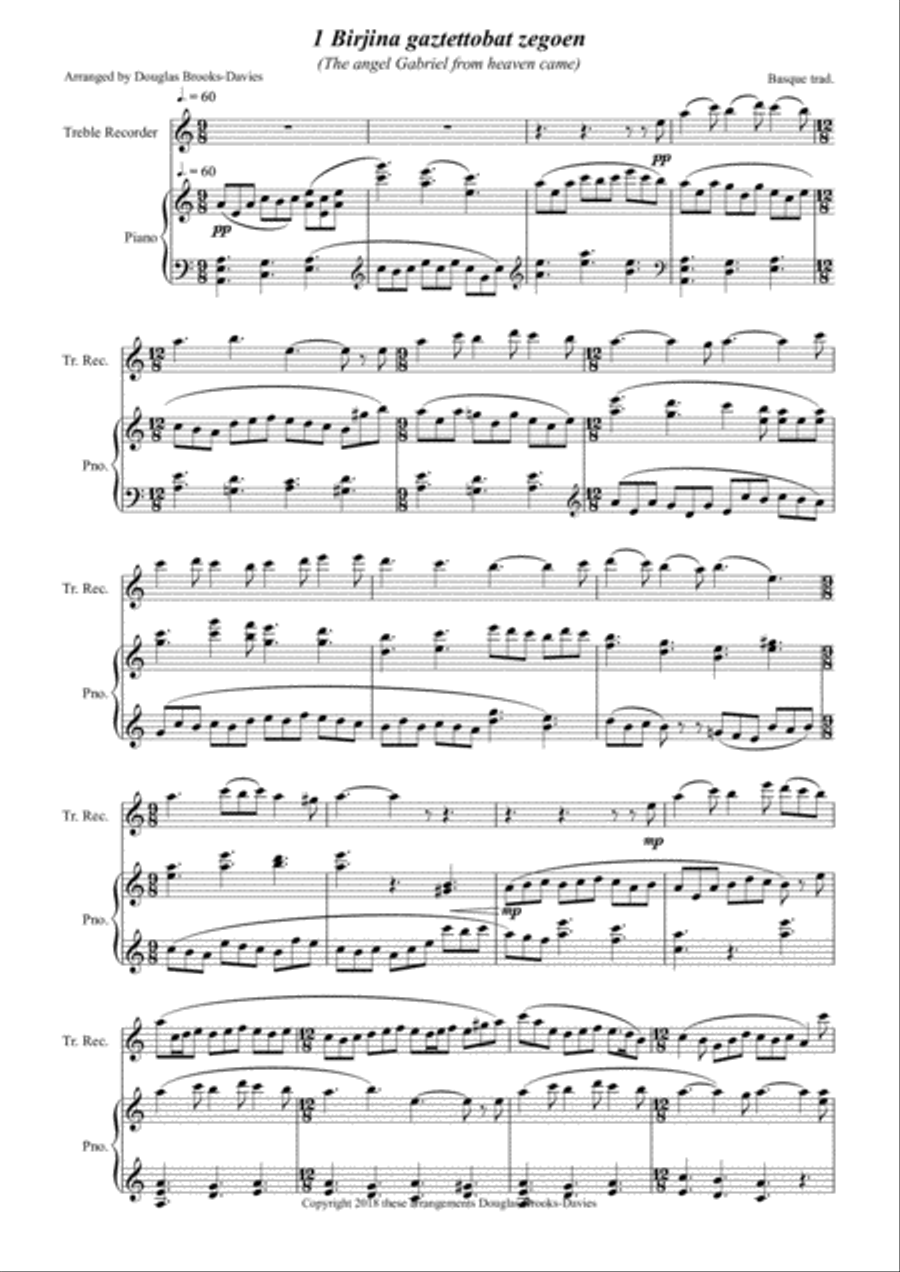 Christmas Carol Album for Alto Recorder and Piano: Advent to Epiphany Alto Recorder scores gallery preview page 2