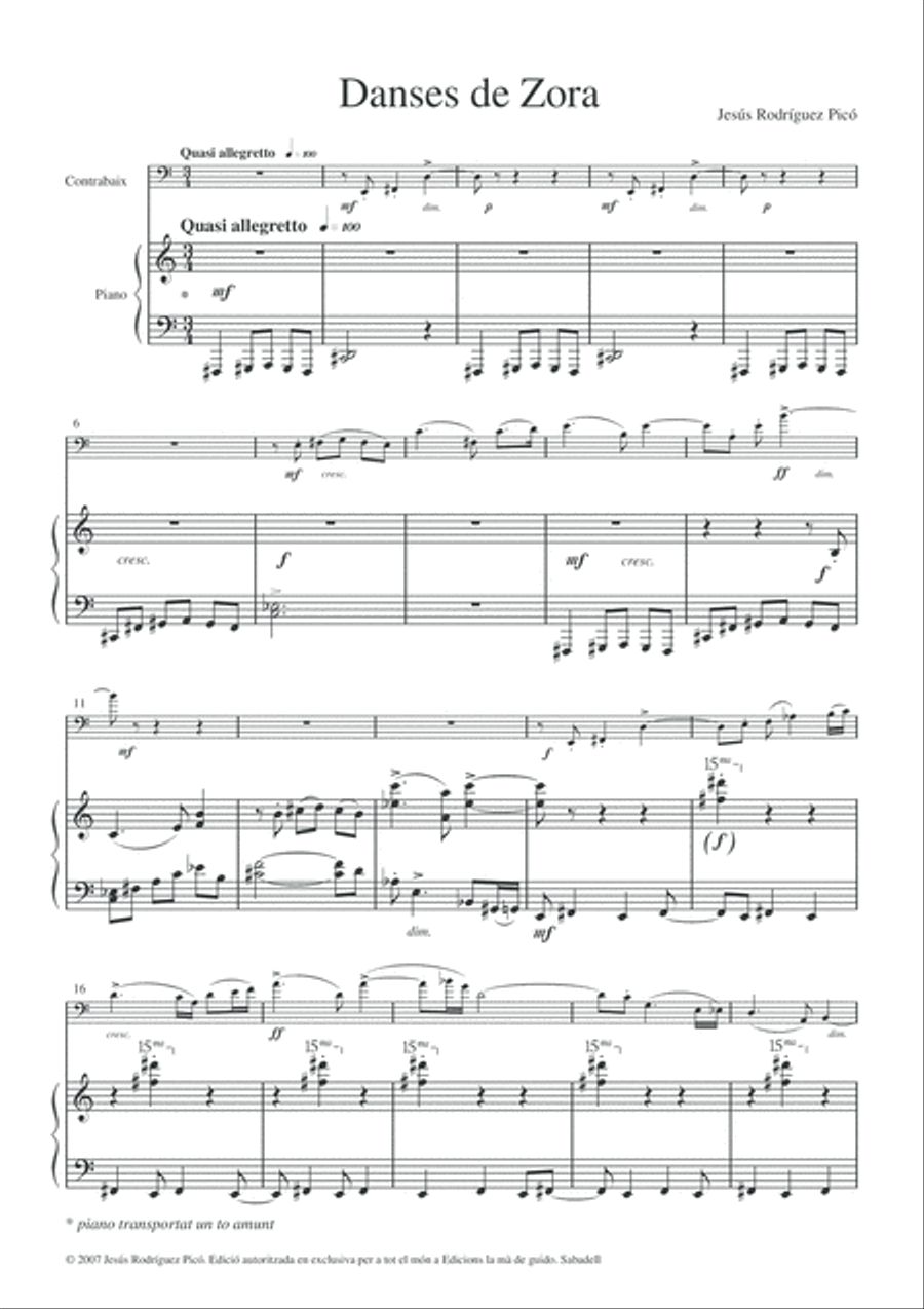 Danses de Zora Danses de Zora Double Bass scores gallery preview page 5