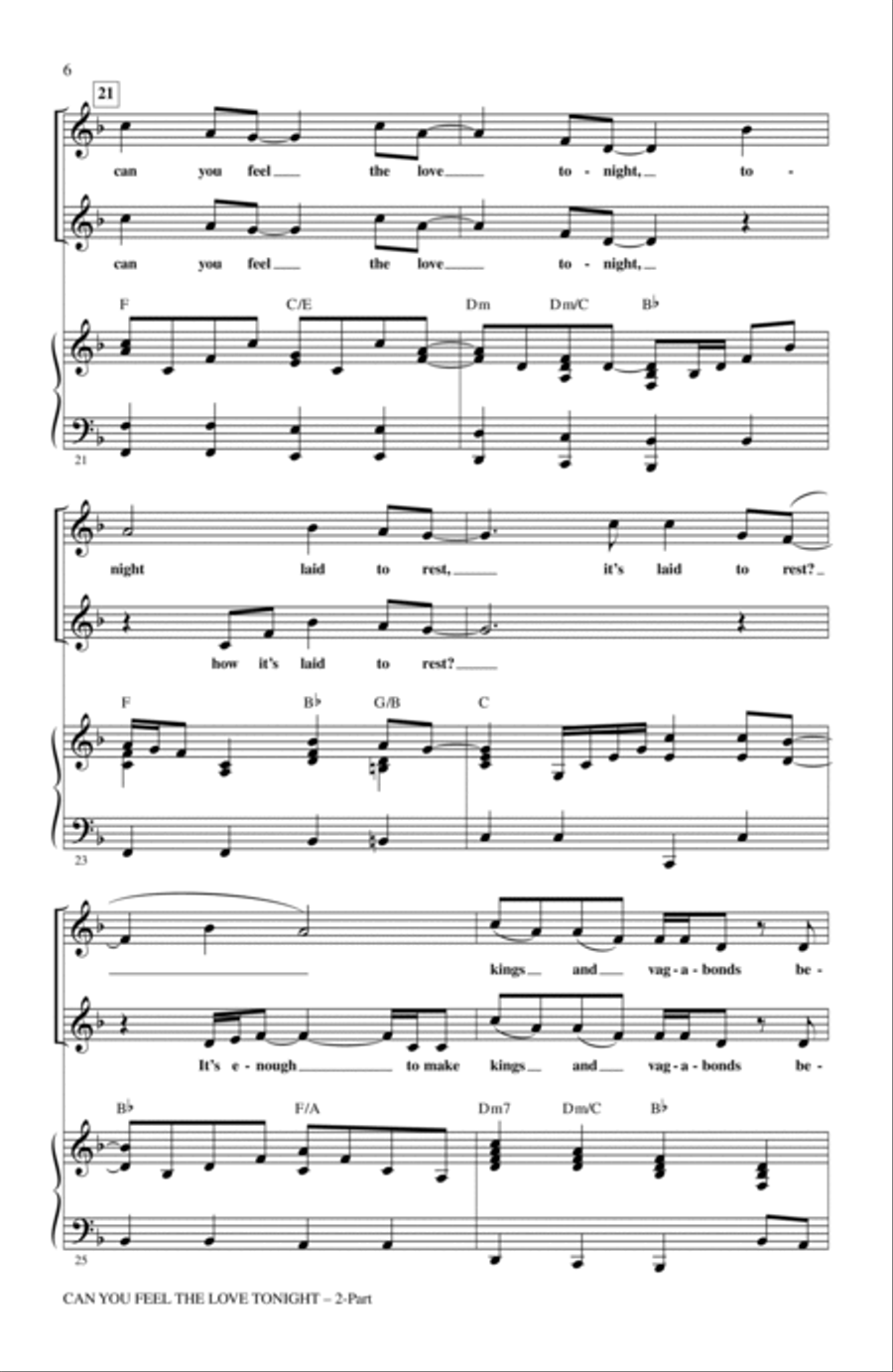 Can You Feel The Love Tonight (from The Lion King) (arr. Audrey Snyder) 2-Part scores gallery preview page 4