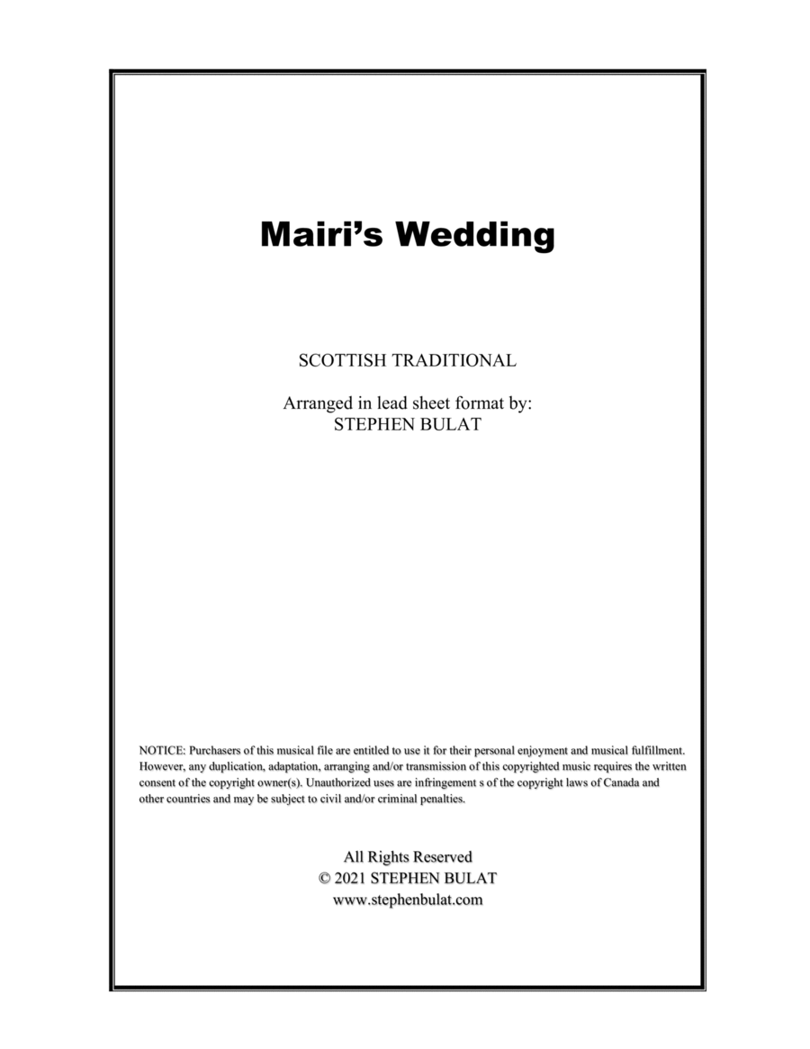 Mairi's Wedding (Scottish Traditional) - Lead sheet (key of C)