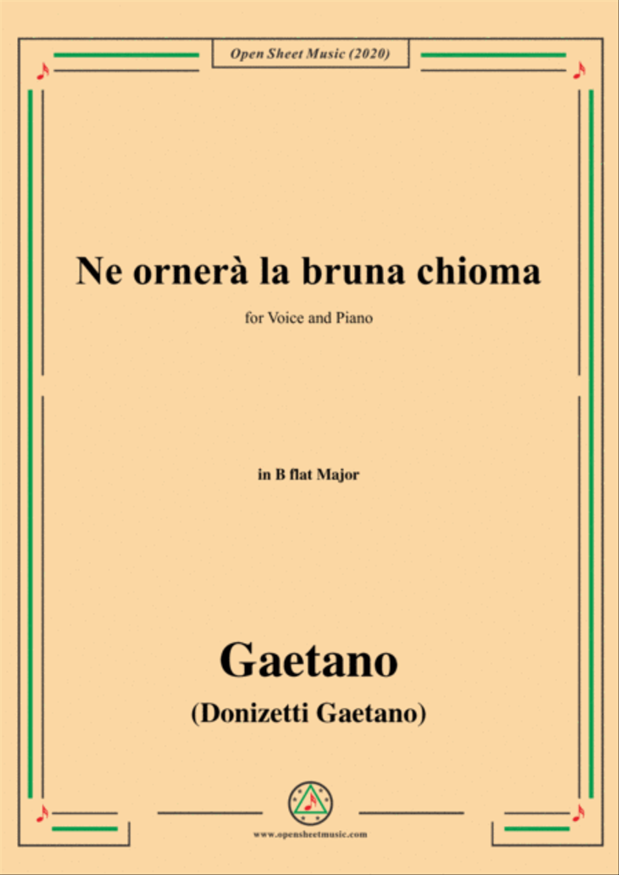 Donizetti-Ne ornera la bruna chioma,in B flat Major,for Voice and Piano Voice Solo scores gallery preview page 1