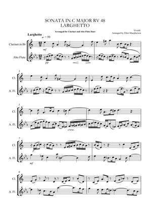 Book cover for Clarinet and Alto Flute Duet - Vivaldi, Sonata in C. RV 48 Larghetto