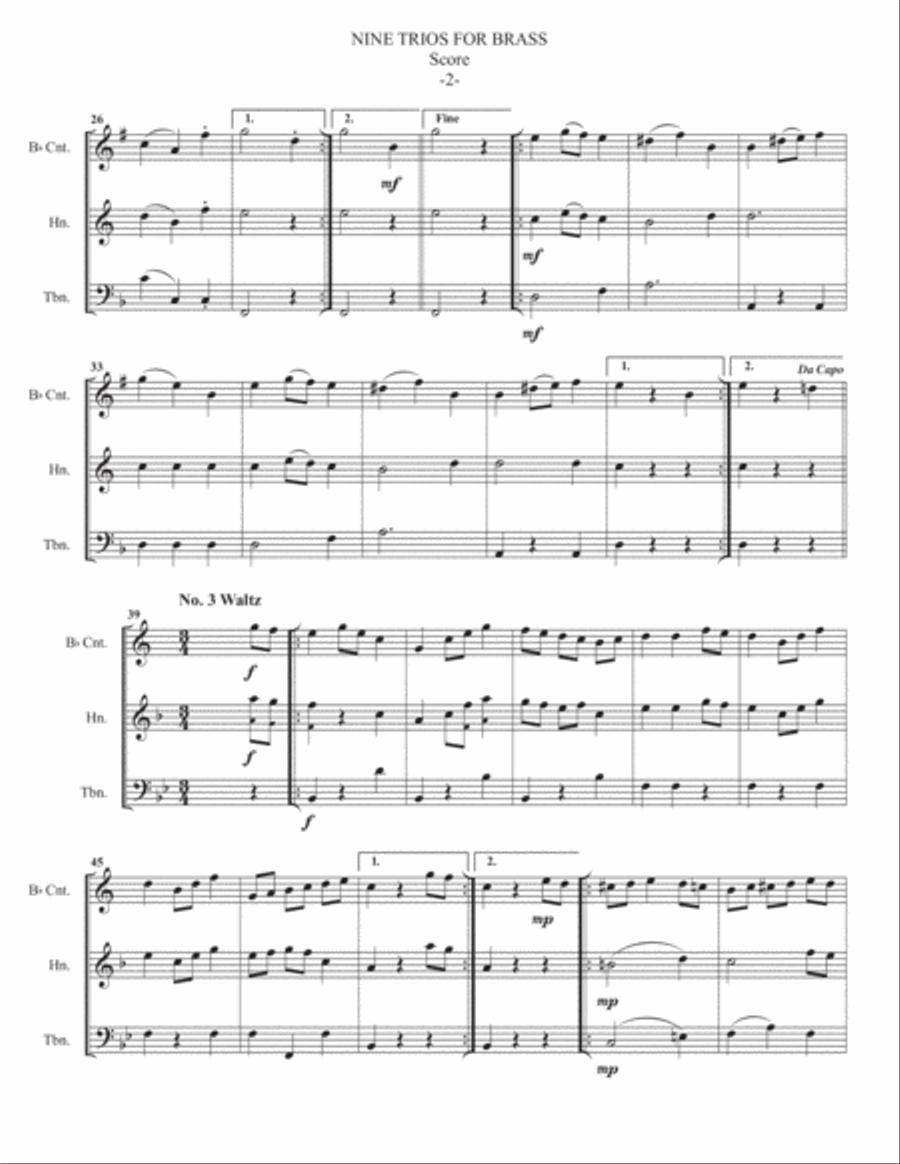 Nine Trios For Brass by J. (John) Friedheim 1836 Brass Ensemble scores gallery preview page 4