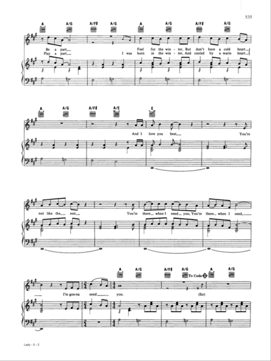Lady Lady Piano, Vocal, Guitar scores gallery preview page 2