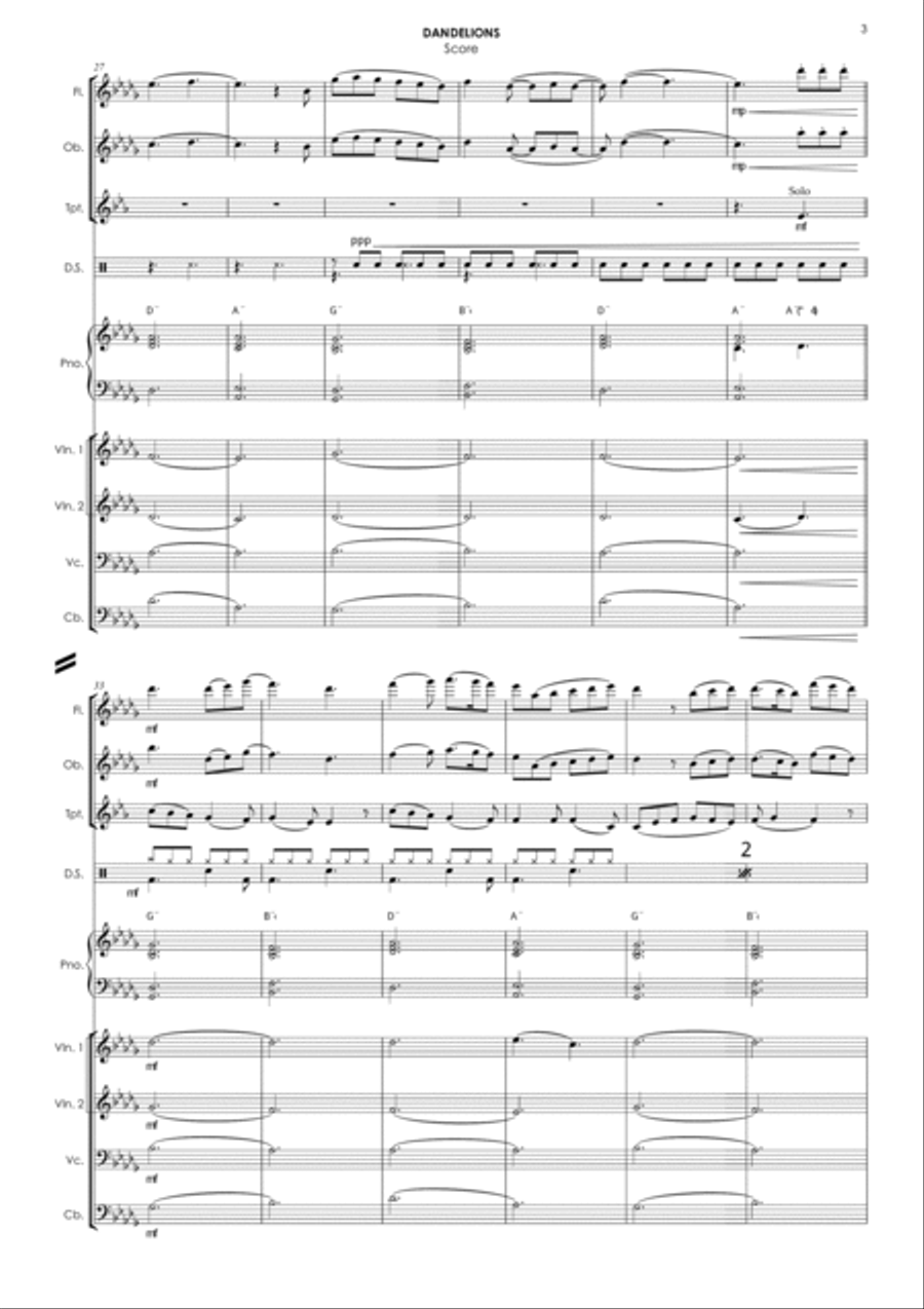 Dandelions B-Flat Clarinet scores gallery preview page 6