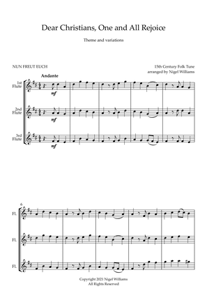 Dear Christians, One and All Rejoice (Nun Freut Euch), for Flute Trio