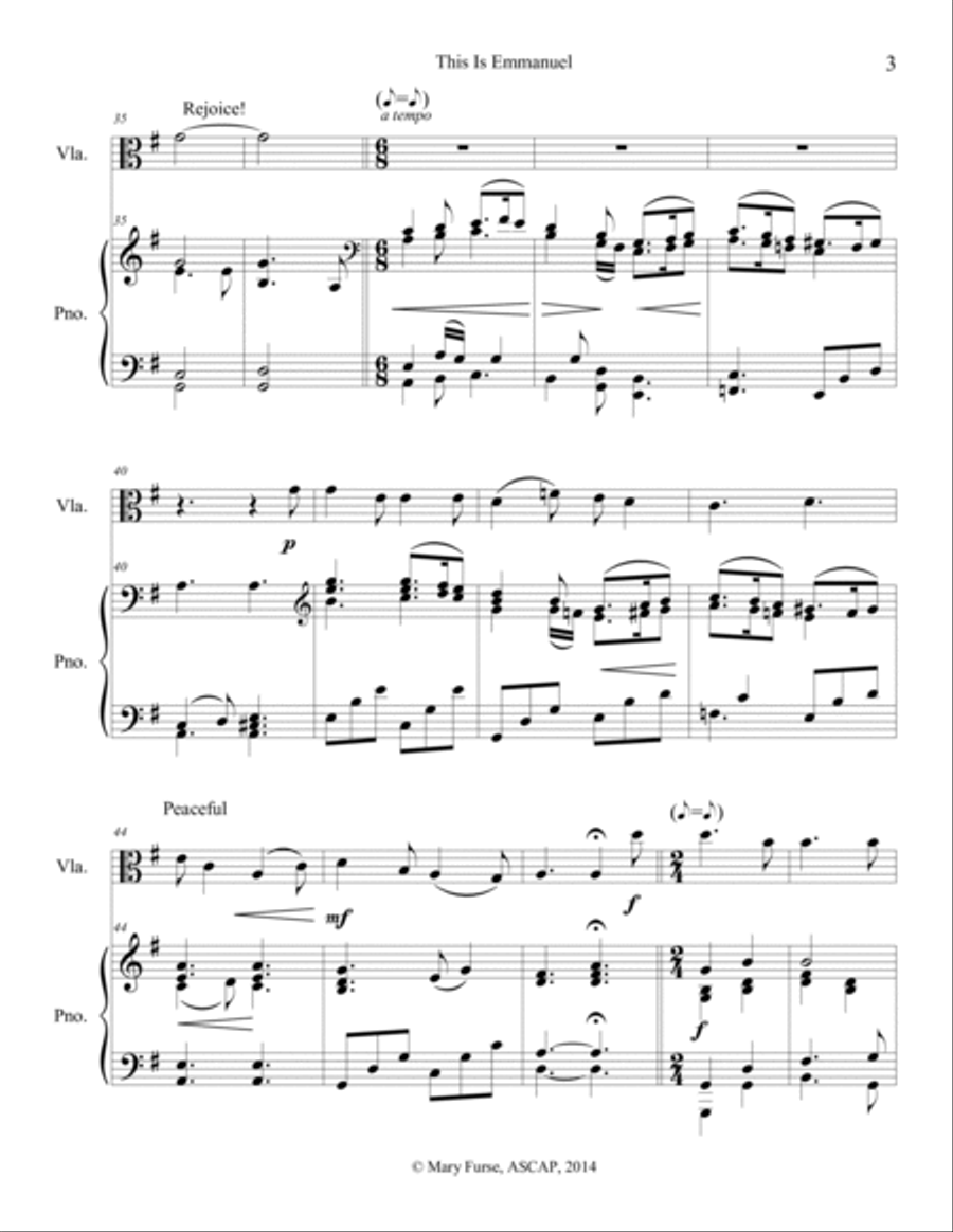 Christmas Medley: O Come O Come Emmanuel and What Child Is This Viola scores gallery preview page 3