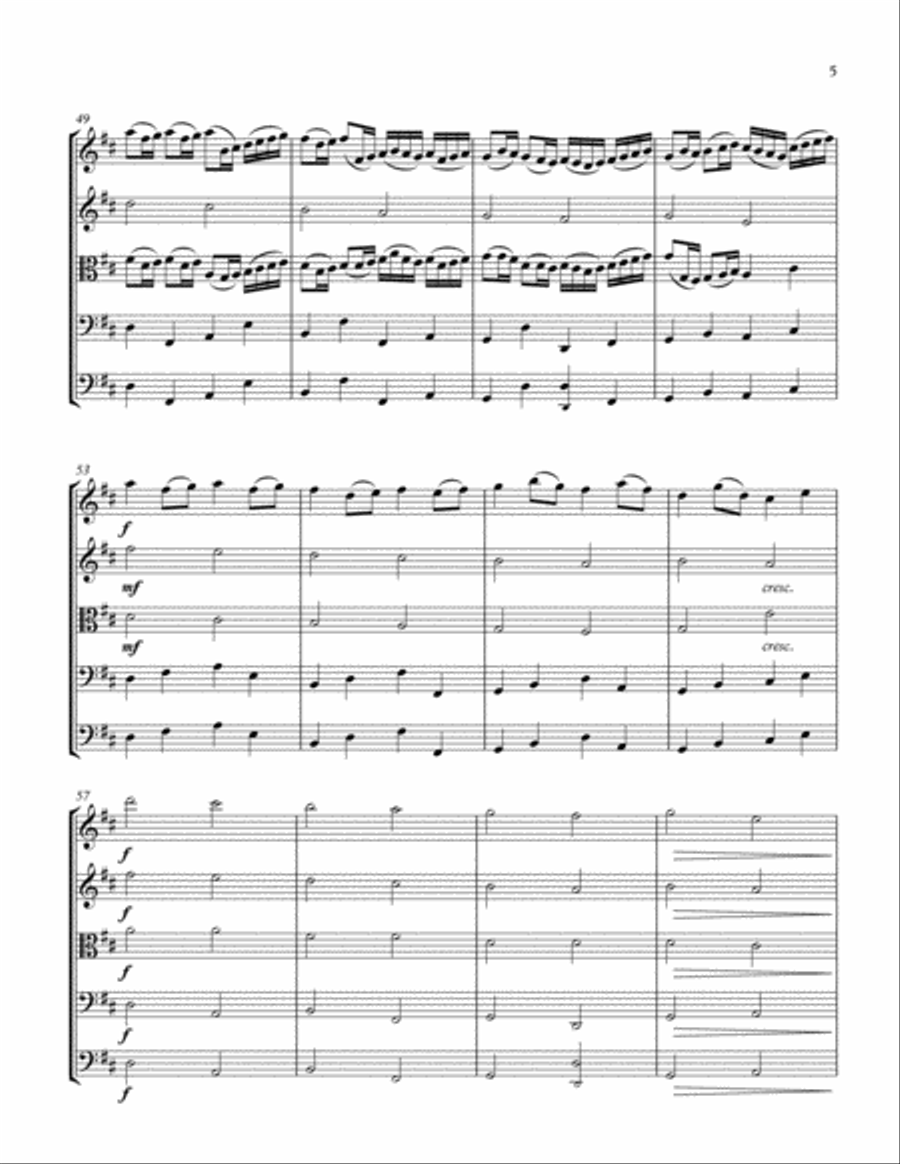 Pachelbel's Canon In D Wedding String Quintet-Orchestra String Quintet scores gallery preview page 5