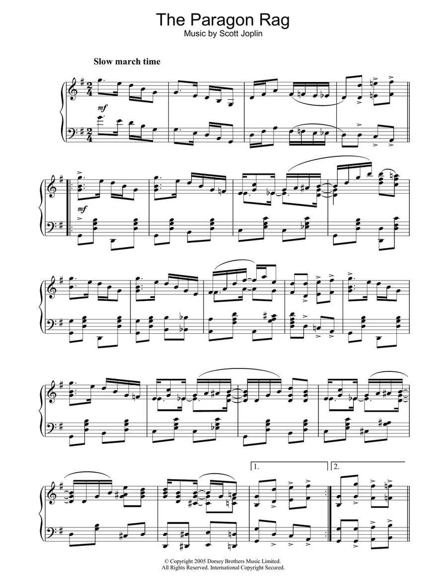 Paragon Rag Paragon Rag Piano Solo scores gallery preview page 1