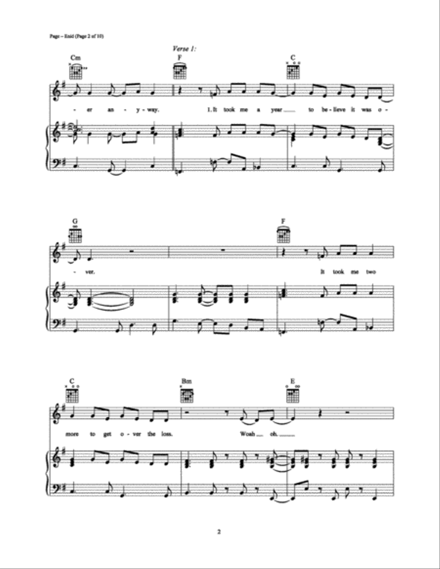 Enid Piano, Vocal, Guitar scores gallery preview page 2