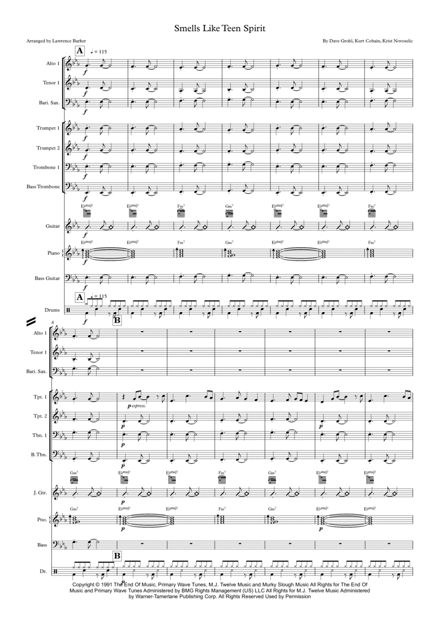 Smells Like Teen Spirit Jazz Ensemble scores gallery preview page 1