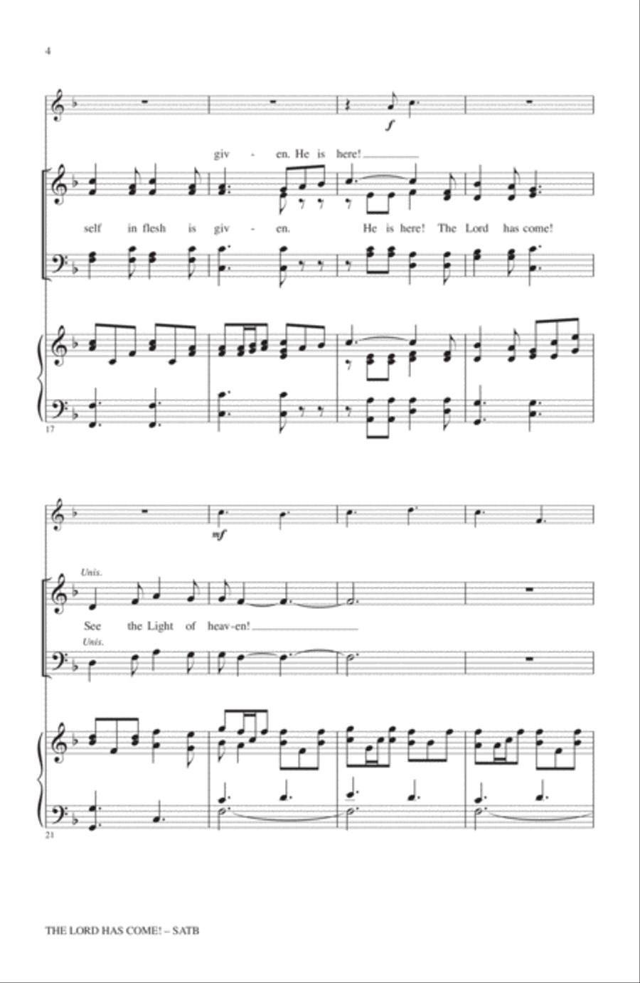 The Lord Has Come! The Lord Has Come! 4-Part scores gallery preview page 3