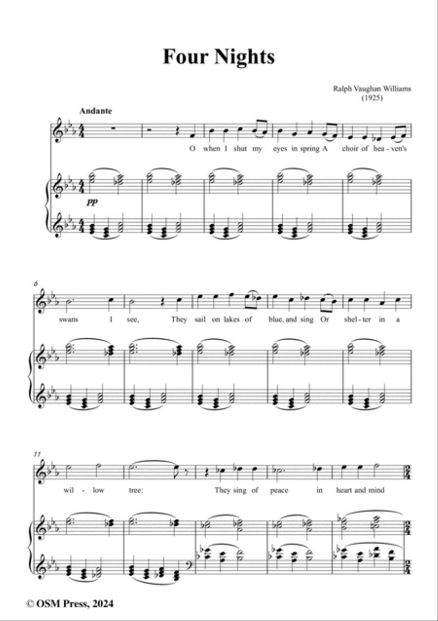 Vaughan Williams-Four Nights(1925),in E flat Major Voice scores gallery preview page 2