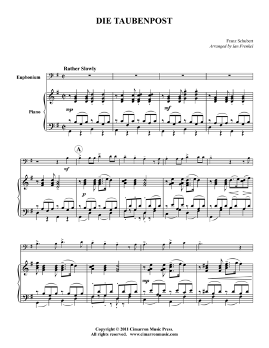 Die Taubenpost Euphonium scores gallery preview page 1