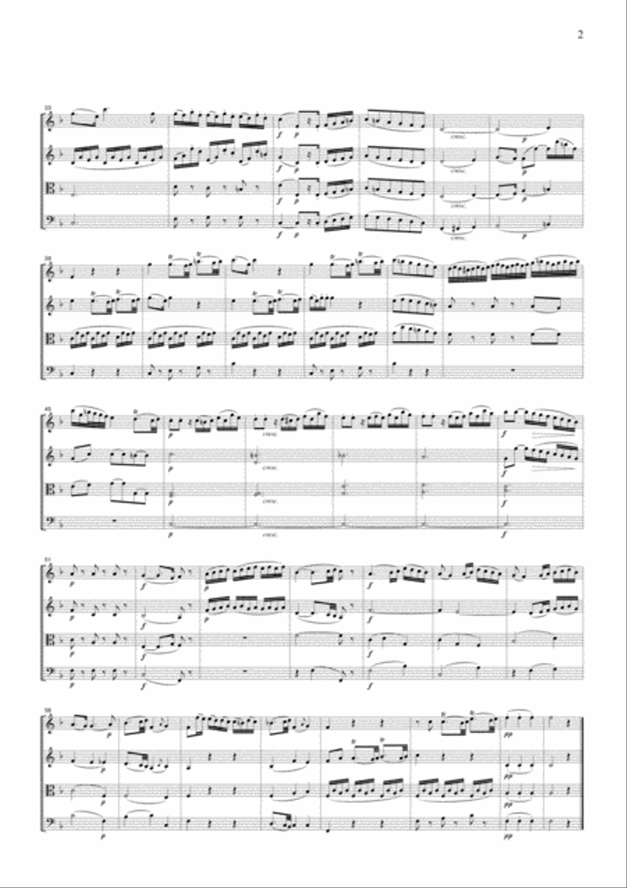 Mozart Andantino from Concrto for Fl & Hp K.299, for string quartet, CM027 String Quartet scores gallery preview page 2