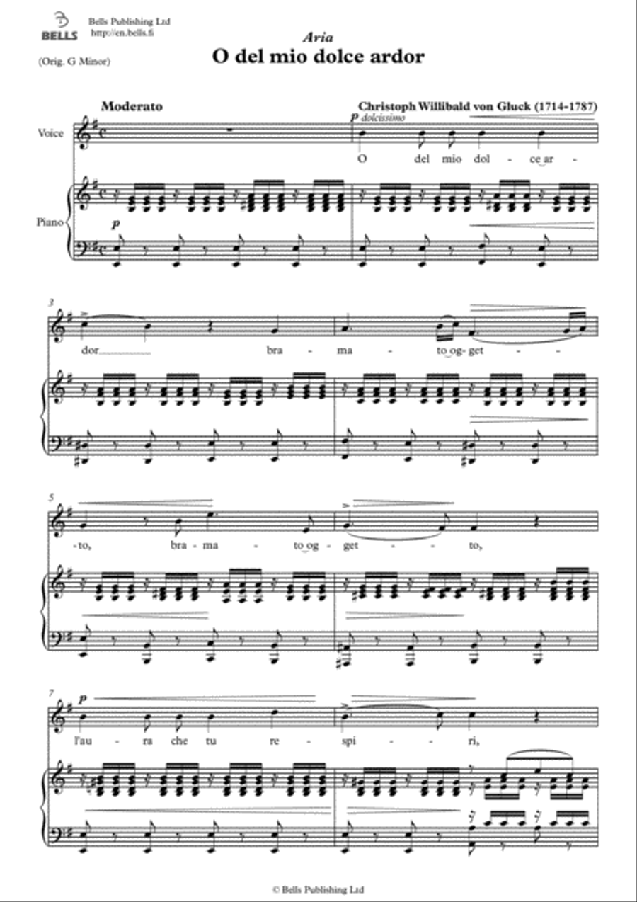 O del mio dolce ardor (E minor) Voice Solo scores gallery preview page 1