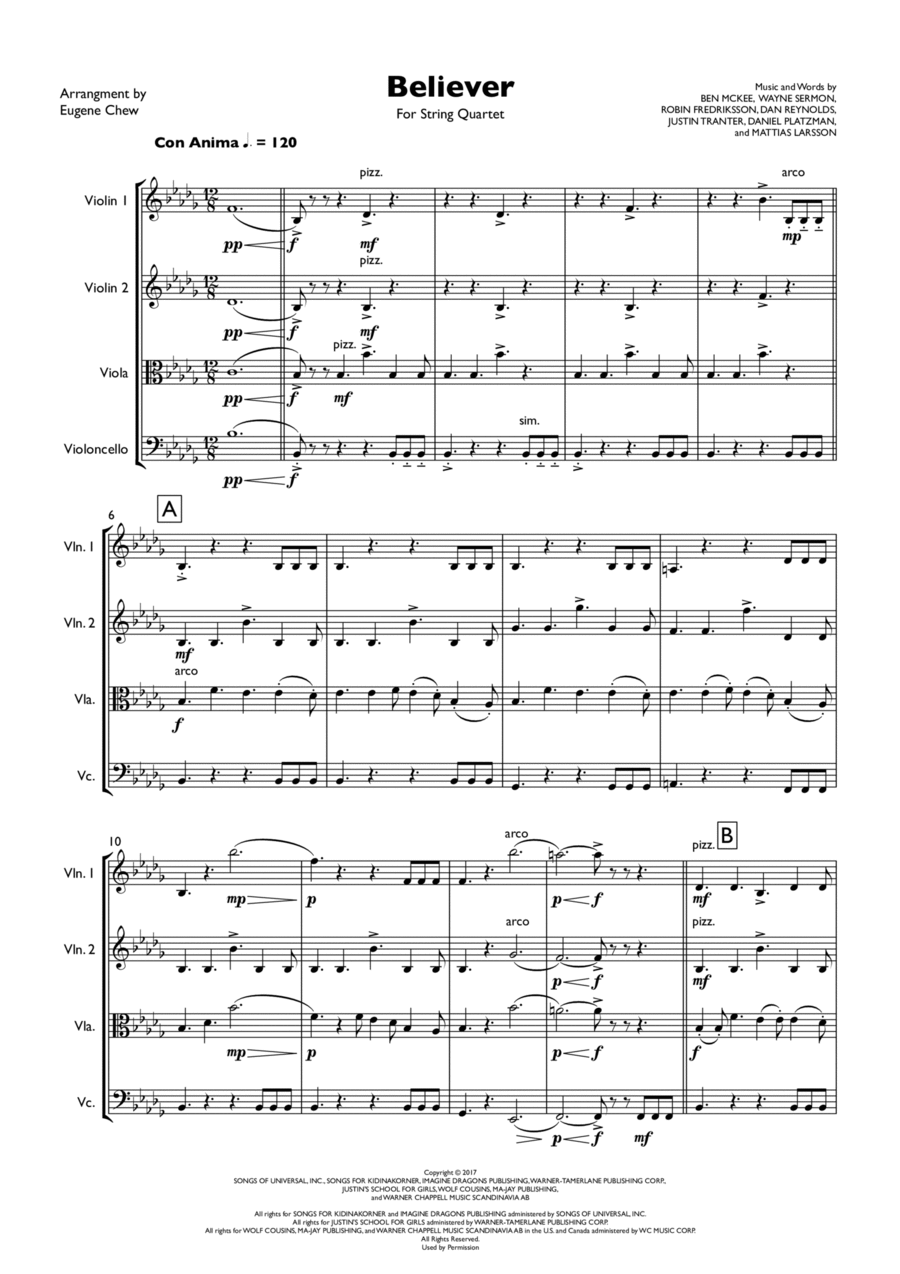 Believer String Quartet scores gallery preview page 1