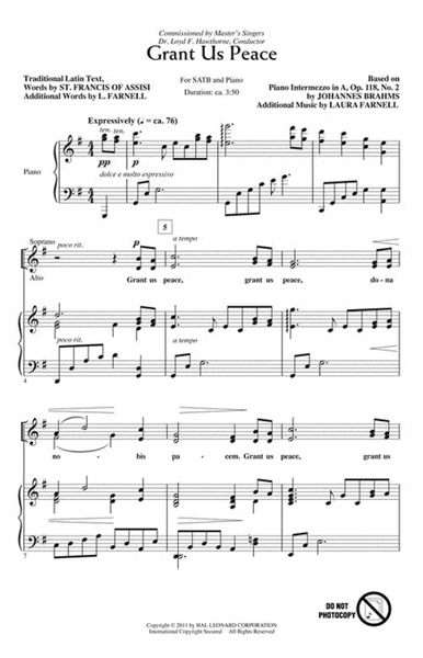 Grant Us Peace by Laura Farnell 4-Part - Sheet Music