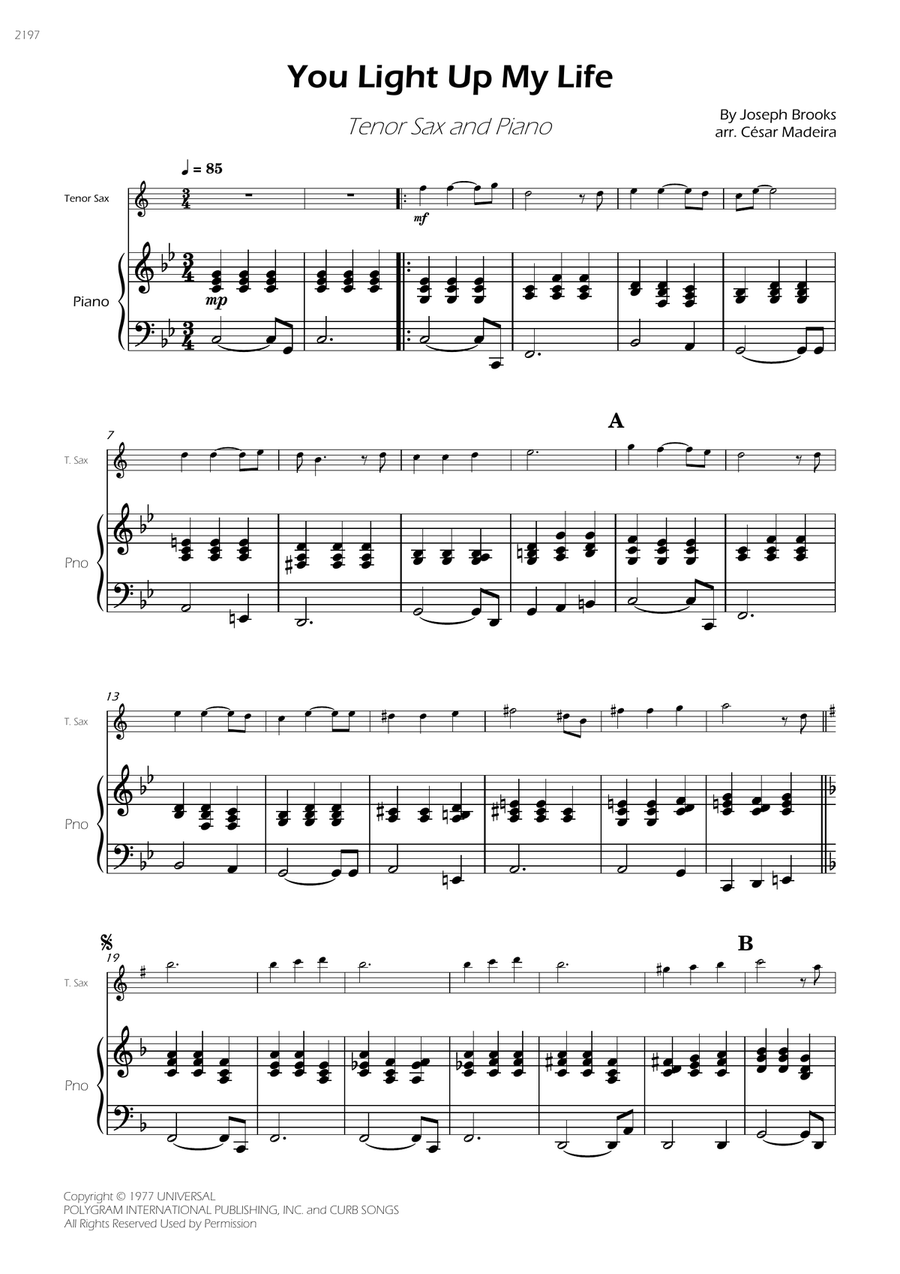You Light Up My Life Tenor Saxophone scores gallery preview page 3