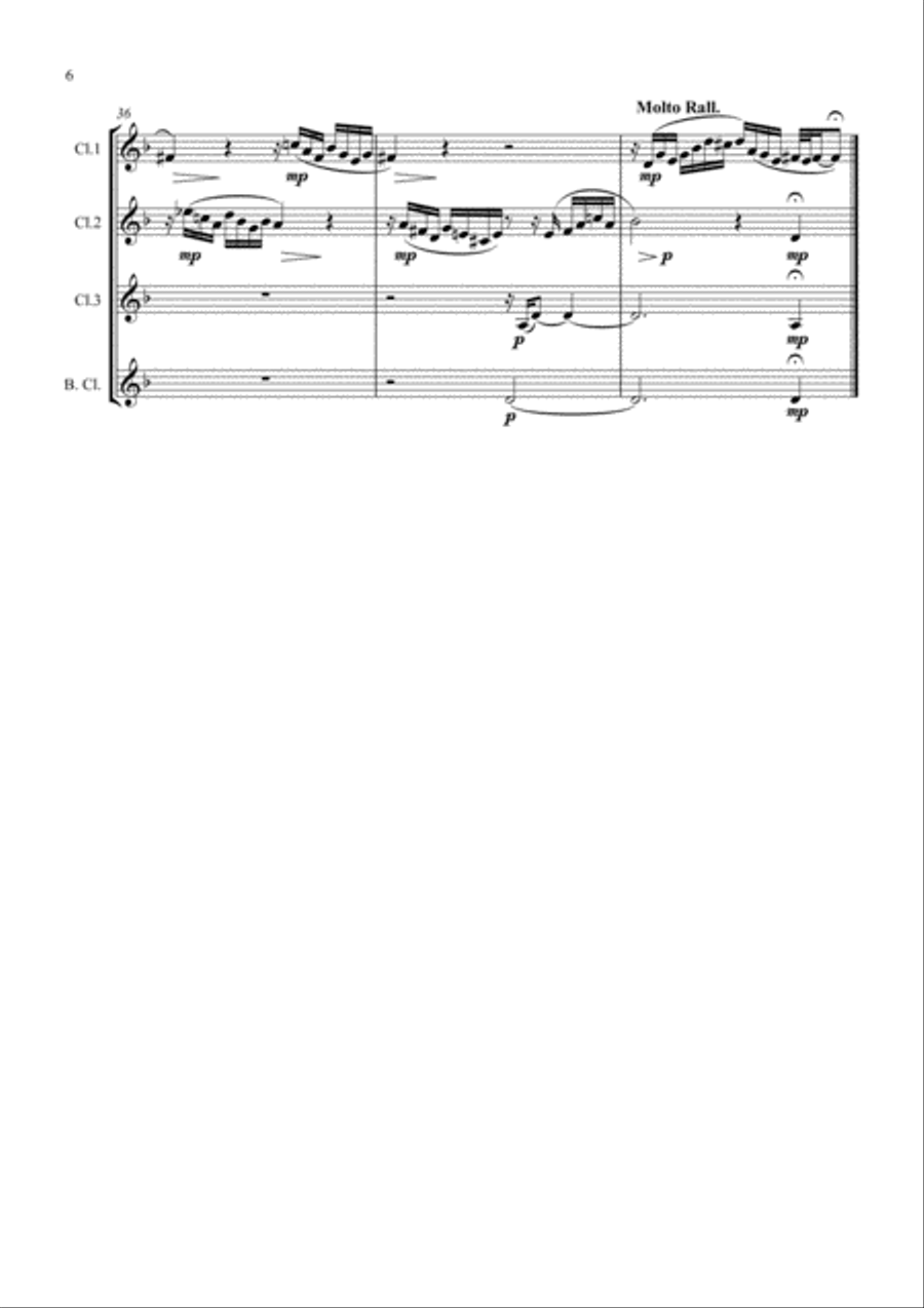 Prelude and Fugue II (BWV 847) for Clarinet Quartet Clarinet Quartet scores gallery preview page 6
