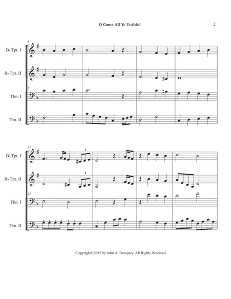 O Come All Ye Faithful (Brass Quartet): Two Trumpets and Two Trombones image number null