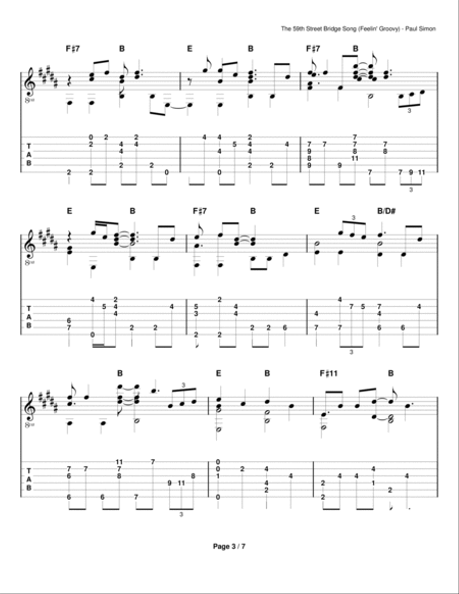 The 59th Street Bridge Song (feelin' Groovy) Electric Guitar scores gallery preview page 3