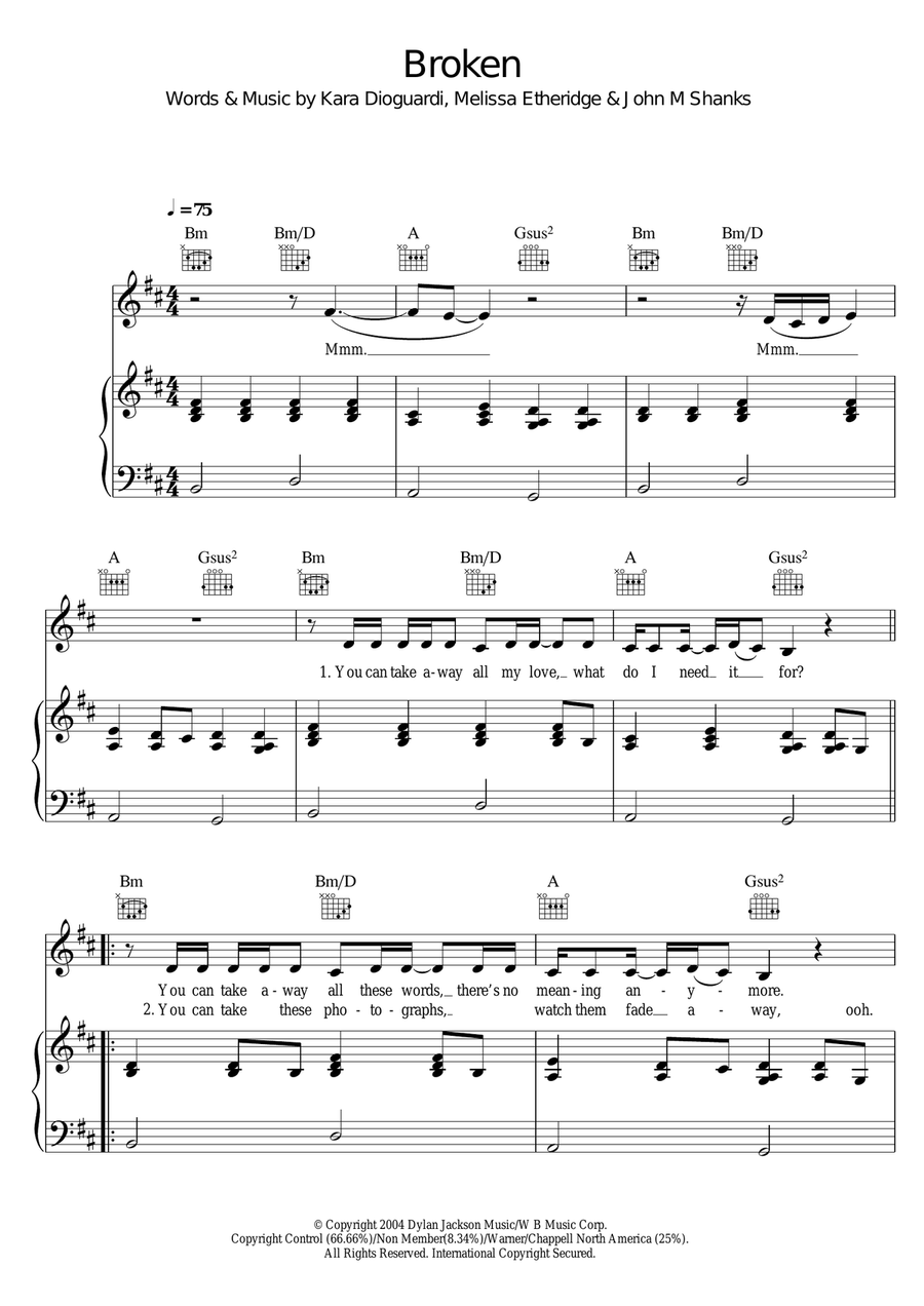 Broken Broken Piano, Vocal scores gallery preview page 1