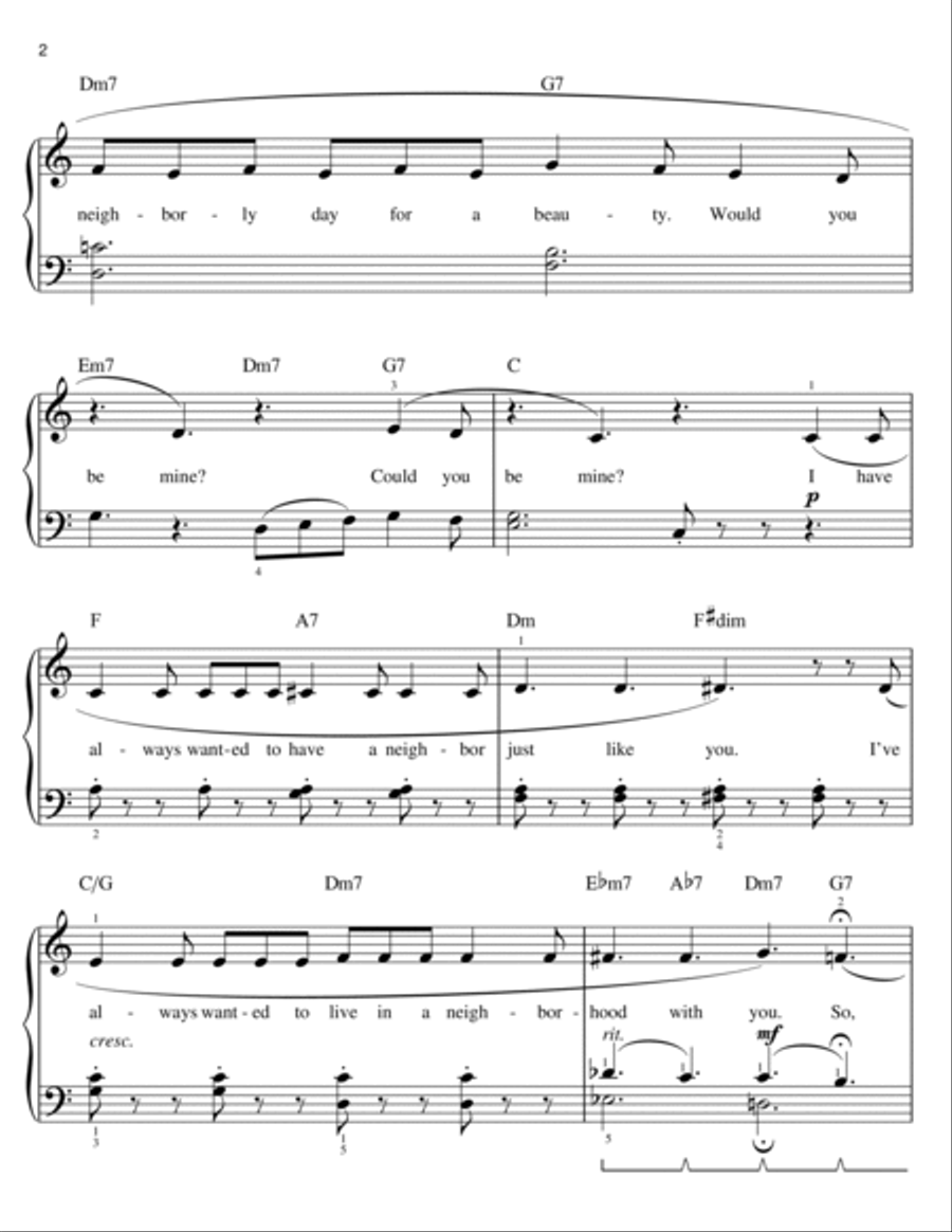 Won't You Be My Neighbor? (It's A Beautiful Day In The Neighborhood) (arr. Phillip Keveren) Easy Piano scores gallery preview page 2