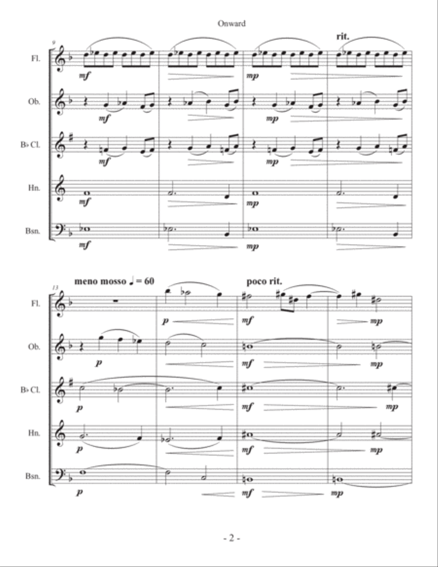 Onward for Wind Quintet Woodwind Quintet scores gallery preview page 4