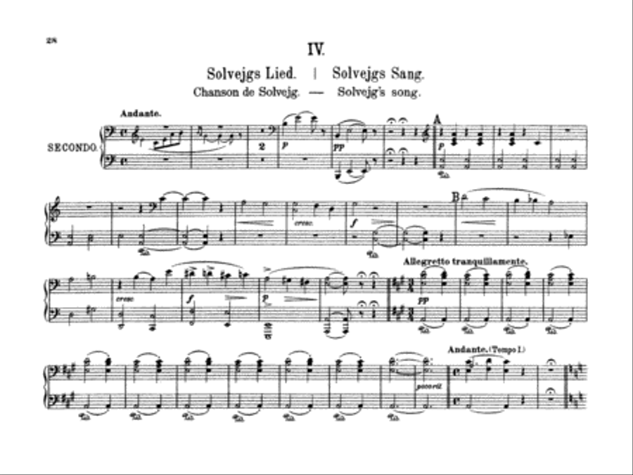 Grieg: Peer Gynt Suite, No. 2, Op. 55 Piano Duet scores gallery preview page 1