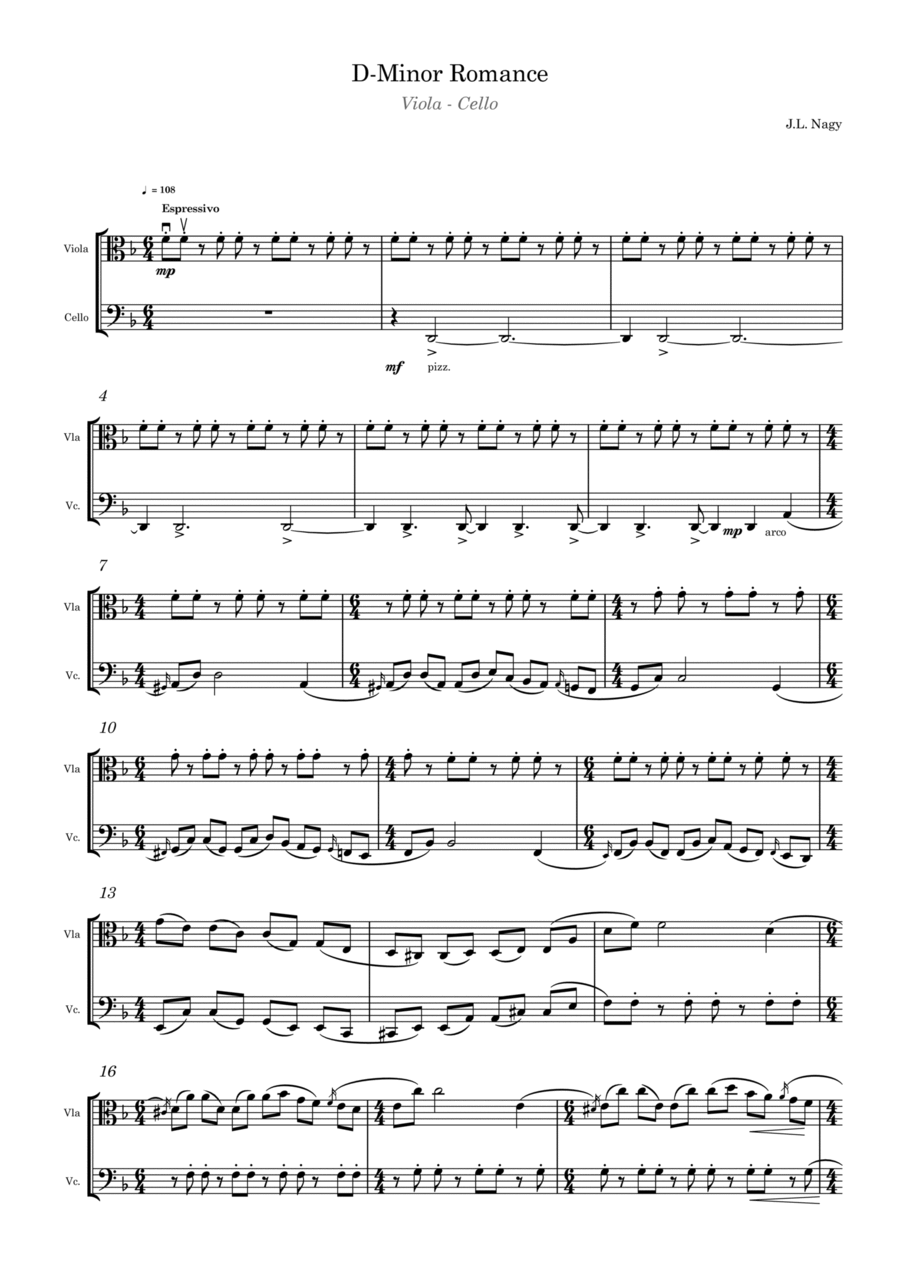 D-Minor Romance D-Minor Romance String Duet scores gallery preview page 1