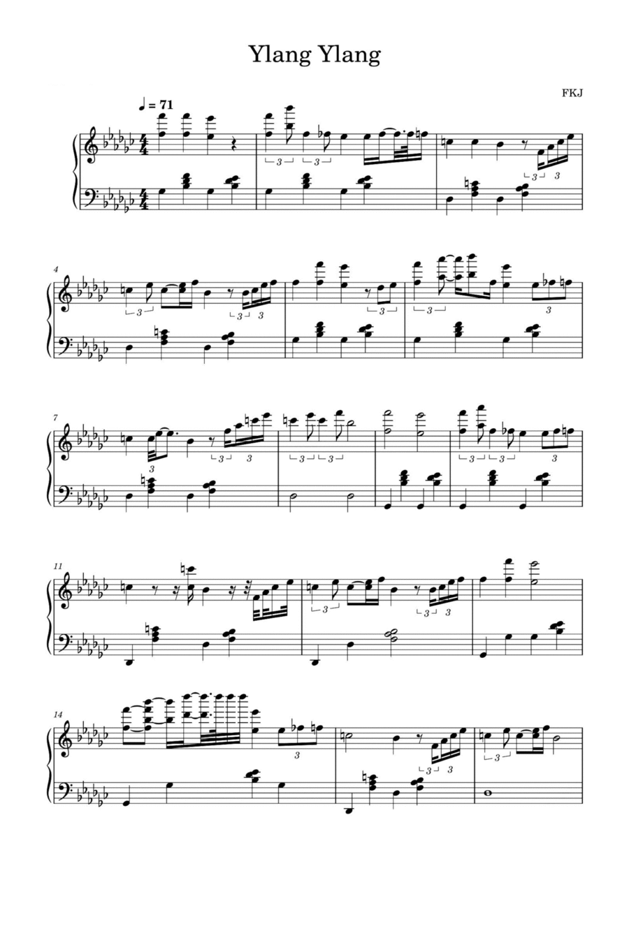 Ylang Ylang Ep Piano Solo scores gallery preview page 1