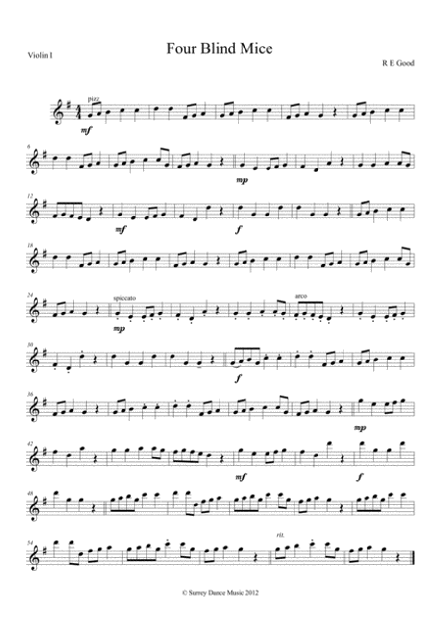 Four Blind Mice Four Blind Mice String Quartet scores gallery preview page 4
