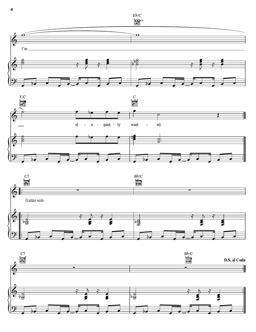 Elegantly Wasted Piano, Vocal, Guitar scores gallery preview page 4