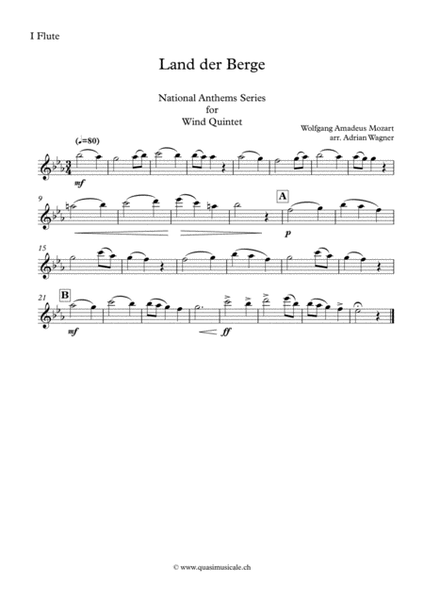 Land der Berge (National Anthem of Austria) Wind Quintet arr. Adrian Wagner image number null