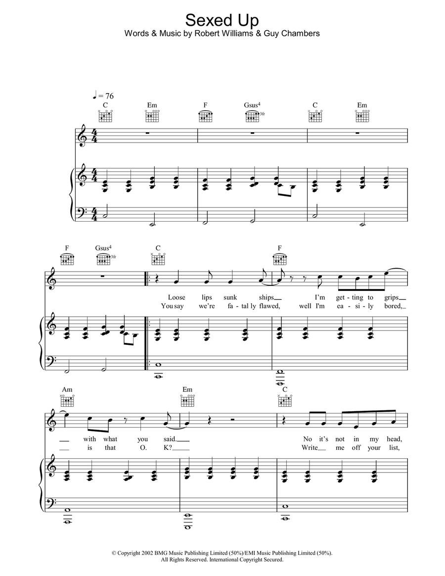 Sexed Up Sexed Up Piano, Vocal, Guitar scores gallery preview page 1