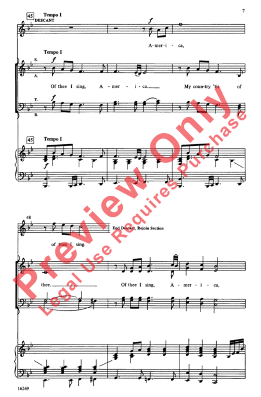 Of Thee I Sing, America! 4-Part scores gallery preview page 7