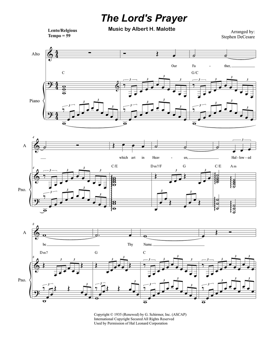 The Lord's Prayer Vocal Duet scores gallery preview page 1