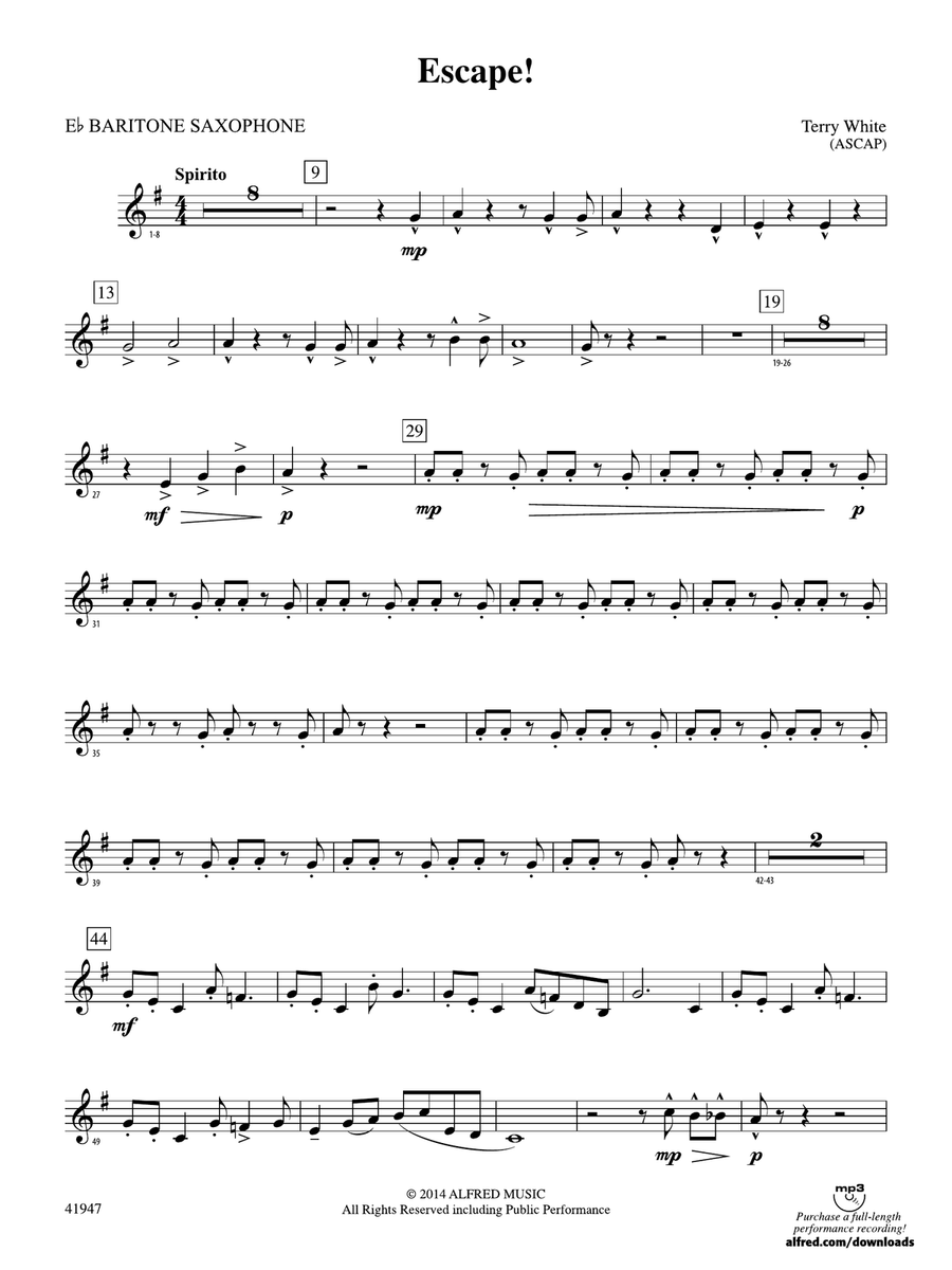 Escape!: E-flat Baritone Saxophone