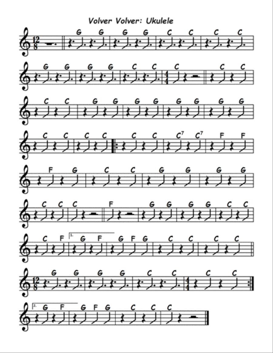 Volver, Volver Orff Instrument scores gallery preview page 4