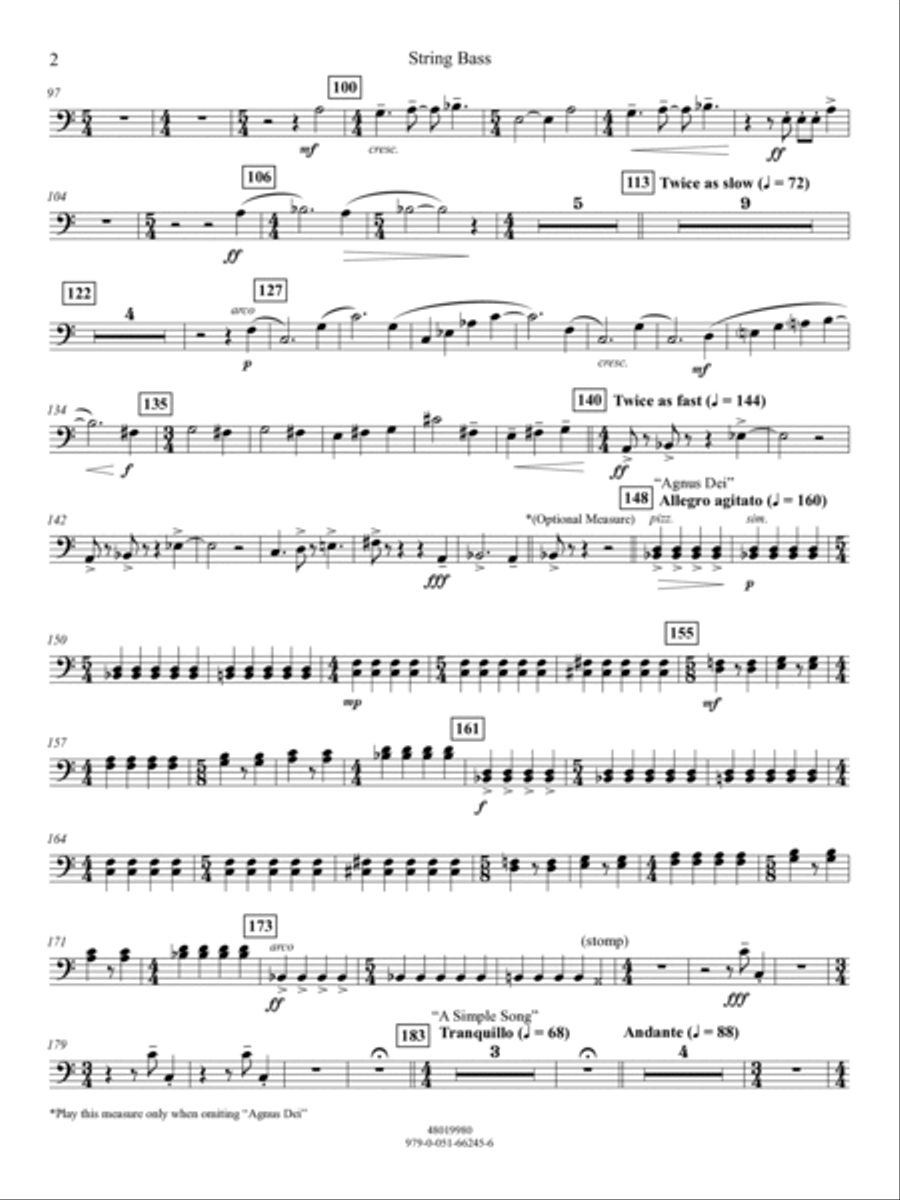 Suite from Mass (arr. Michael Sweeney) - String Bass Concert Band scores gallery preview page 2