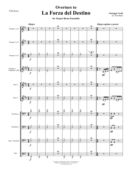 La Forza del Destino Overture for 10-part Brass Ensemble