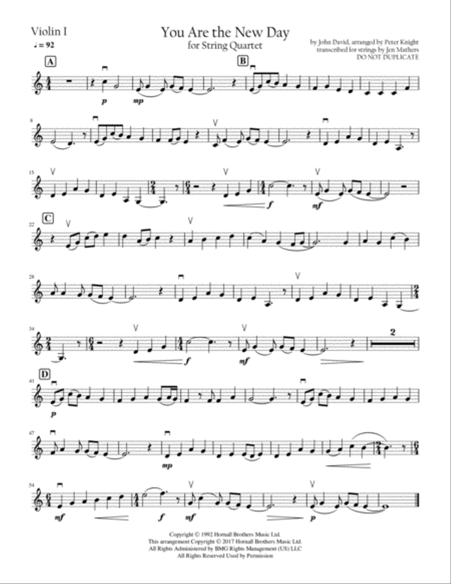 You Are The New Day String Quartet scores gallery preview page 1