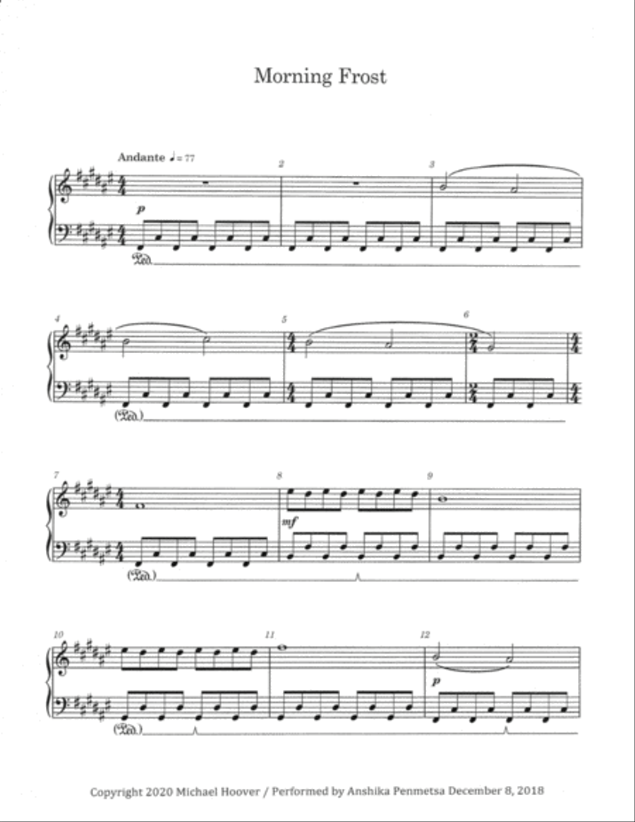 Morning Frost Piano Solo scores gallery preview page 1